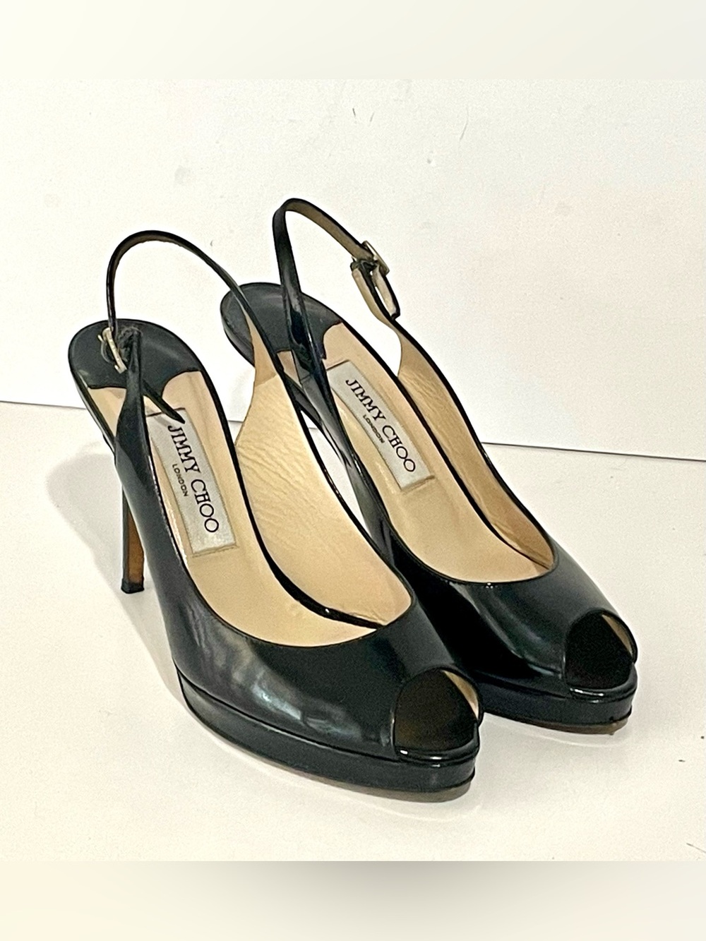 Jimmy Choo Nova Peep-toe Patent Leather pumps Black 37/7